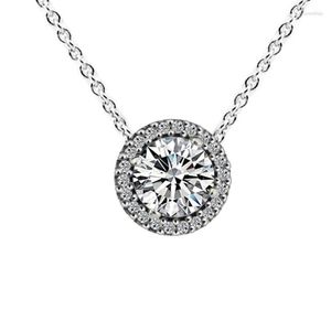 Łańcuchy 925 Sterling Silver Classic Eleganci Chain Naszyjnik z przezroczystym wisiorkiem CZ dla kobiet DIY Jewelry Collier Hurtowa