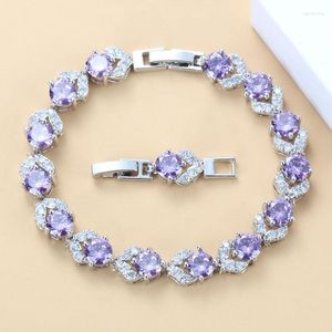 Связанные браслеты великолепные фиолетовые хрустальные серебряные браслет для здоровья модные украшения для женщин бесплатная коробка SL72