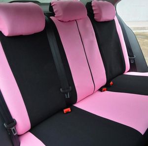 Car Seat Covers Polyester Fabric Universal For Women Full Set Pink Butterfly Embroidery Fit Most Seats Styling