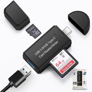 YC432 Memory Card Readers USB 3.0HUB Type-C Card Reader/Writer 3 In 1 TF/ SD Type C Flash Drive Cardreader Adapter