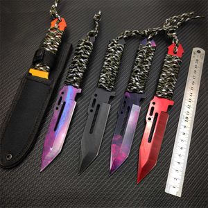 Camping Hunting Knives Real CS Go Paracord Kniv Counter Strike Tactical Straight Cutter Survival Hunt Knives Camping With Leather SheathHKD230626