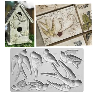 Candles Birdswallows Silikon Mögel Fondant Cake Decorating Mold Clay Gumpaste Sugarcraft Chocolate Baking Tool Kitchenware 230625