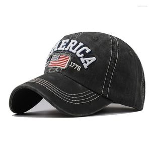 Beanies bestickte AMERICA Flag Washed Baseball Cap