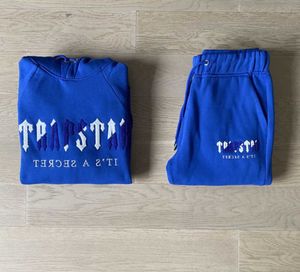Gelişmiş Tasarım Erkeklerin Takipleri Trapstar Man Set Cheniille Sokak Giyim Sokak Giyim Kırmatıcalı Kapüşonlu Terzlendirme Parlak Mavi/Beyaz En Kalite Tasarımı 875ess