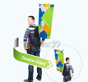 Nenhuma promoção limitada MOQ publicidade bandeira de mochila de exibição de boa qualidade com mochila de couro