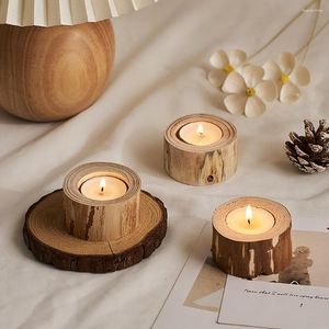 Ljushållare Creative Home Decor Wood Candlestick Holder Desk Accessories Table Centerpiece Candlelit Dinner Moderna idéer Konstgåvor