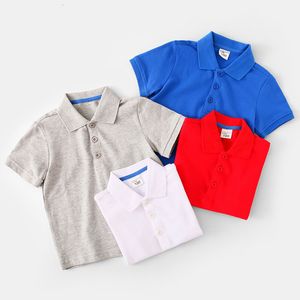 Polos Boys Girls Children's Shirt Sleeved T-Shirt Kids Cotton White Blue Gray Grey Green Red Baby School Shirt Summer 230625