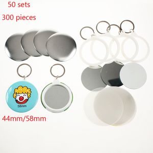 Hantverksverktyg 50 Set Key Ring Mirror Blank Badge -knappstift Diy Crafts Parts Maker 50st 4458mm 230625