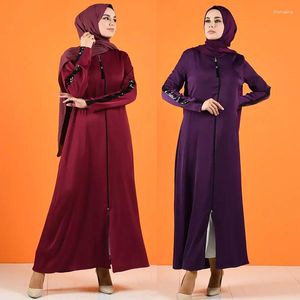 Этническая одежда Abaya для женщин турецкий малайский мусульманский женский платье с вышитым платьем на молнии на молнии