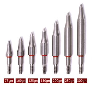 Bow Arrow Rostfritt stål Arrow Point Tips 75 100 125 150 200 250 300 Grain For OD7.6mm 7.9mm Arrow Shaft Broadheads Arrow Headhkd230626