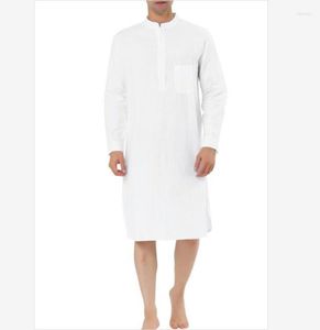 Ethnic Clothing Arabic Men Robe Knee-length Simple Pocket Men's Shirt Muslim Eid Mubarak Kaftan Kameez Thobe Prayer Qamis Man