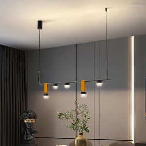 Люстры Fkl Nordic Modern Long Black люстра Simple Island Table Lamp Light Luxury Led Restaurant Bar