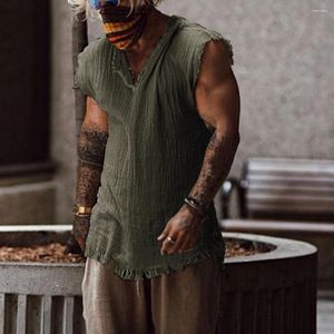 Men's Tank Tops Great Summer Vest Individual Ripped Edge V Neck Sleeveless Men Top Simple Male Garment