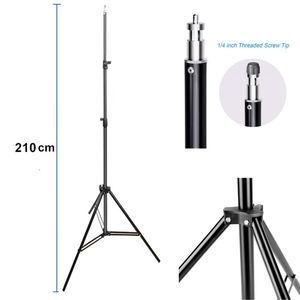 Material 200cm Photography Tripod Light Stands with 1/4 Screw Head Adjustable Light Stand Photo Tripod for Phone Ring Light Photo Studio