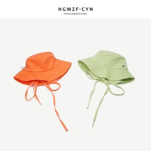 Frauen Eimer Hut Weiblichen Sommer Koreanische Version Personalisierte Windschutz Seil Mode Sonnenhut Radfahren Reise Sonne Becken Hut