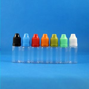 100 set / lotto 10ml Bottiglie contagocce in plastica PET A prova di bambino Punta lunga e sottile e Vapore liquido Vapt Olio per succo 10 ml Lfcii