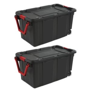 Storage Bags Sterilite 2PCS 40 Gallon Industrial Tote Plastic Bins Wheeled Large Box Set 230625