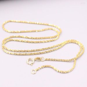 Kedjor AU750 REAL 18K Yellow Gold Chain Neckce för kvinnor Kvinna 1,5 mm Full Star Choker Halsband 20''l Gift