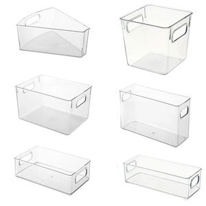 Storage Bottles Jars Refrigerator Organizer Bins Drawer Transparent Fridge Bin Clear Plastic Pantry Food Rack 230625