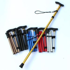 Justerbara 4 sektioner Walking Poles Trekking Poles Aluminium Alloy Metal Foldbara Cane Crutches Pole For Emple People Handing Stick