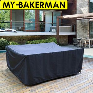 Dammtäcke 72SIZES Black Outdoor Patio Garden Möbler Vattentäta täcken Regn Snöstolskydd för soffans bordssäkerhet 230625