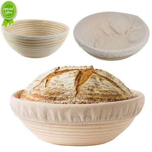 New Round Natural Rattan Fermentation Basket Country Bread Baguette Dough Banneton Proofing Proving Baskets with Cloth Cover Bakery