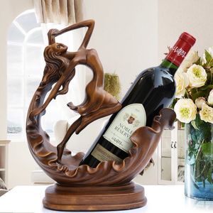 Tabletop Wine Racks Creative Crafts Resin Red Wine Holder Frame Horse Deer Antlers Room Decoration Cattle Porcelain Animal Figurines 230625