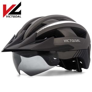 Capacetes de ciclismo VICTGOAL Capacete de bicicleta com Gogg Men D Luz traseira Pala de sol feminina Capacete de ciclismo MTB Road Capacete de bicicleta HKD230626