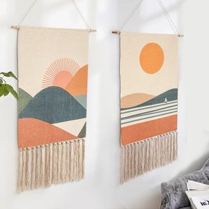 Wall Stickers Macrame Wall Hanging Tapestry Home Decor Cotton Tassel Handmade Woven Bohemian geometric canvas Art background cloth tapestry 230625
