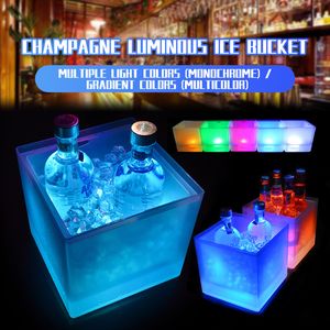 Bar Tools LED Ice Bucket 3.5L Colorful Cooler Bucket Double Layer Square Ice Tray Bar Nightclub Light Up Champagne Whisky Beer Bucket 230625