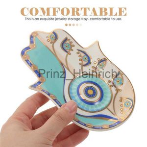 Dishes Plates Dish Eye Hamsa Tray Evil Jewelry Trinket Hand Plate Ring Holder Amulet Blue Extra Platter Serving Large Fatima Decor Key Vanity J230626