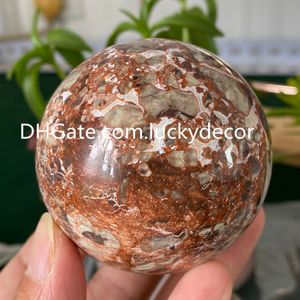 Rare Unique Fortune Money Coin Agate Sphere Decor Beautiful Indonesian Blood Stone Jasper Orb Healing Energy Natural Druzy Quartz Crystal Ball Reiki Abundance Gift