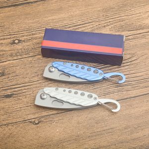 Promotion S7035 Small Folding Knife 8cr13Mov Titanium Coating Blade Aviation Aluminum Handle EDC Pocket Keychain Folder Knives with Retail Box