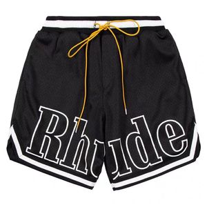 Rhude Krótkie projektant Rhude Shorts Summer Fashion Beach Elastyczne spodnie opaski Wysokiej jakości Street Wear Red Blue Black Purple Pants Rhude Beach Pants Modna luksus 372