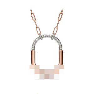 Designer's New Brand s925 Sterling Silver Paper Clip Chain Oval Pendant with Diamond Zircon Fashion Collar MUPH