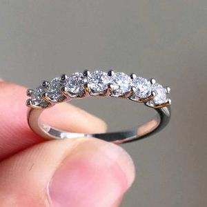 S925/10k/14k/18k White Solid Gold 7pcs 3.0mm Moissanite Diamonds Half Eternity Engagement Rings Women Jewelry