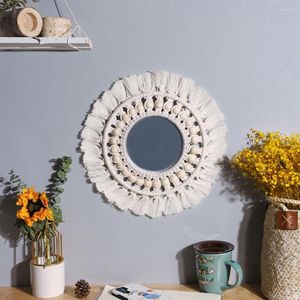Tapestries Woven Fringe Lightweight Macrame Round Boho Mirror For Bedroom