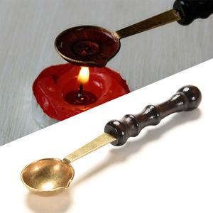 Quality Wax Stamp Sealing Spoon Vintage Wood Handle Sealing Wax Spoon Anti Hot dh9851