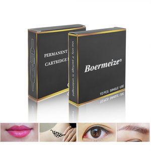 Boermeize 10PCS Tattoo Needles Permanent Makeup Cartridge For Electric Machine Pen Eyebrow Lip 1R3R5R7R9R 230626