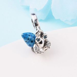 925 Sterling Silver Glow-in-the-Dark Eremit Crab Dangle Charm Pärla för europeisk pandora stil smycken charmarmband