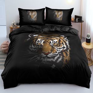 Sängkläder sätter Tiger Däcke Cover Boy's Quilt Cover Animal 3D Bedding Set Lived With Pillow Case Luxury Home Textiles for Adults King Size 230625