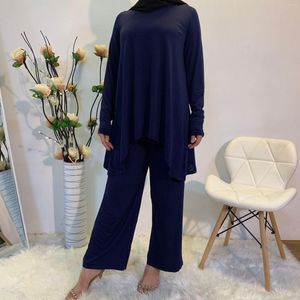 Etniska kläder muslim sätter Ramadan Eid Kaftan 2 bit Abaya Set Women Jilbab Dress Turkiet byxor kostymer Abayas Khimar Islam Hijab kläder