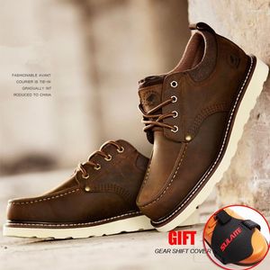 Motorcycle Footwear Men's Waterproof Martin Shoes Ankle Leather Boots Casual Boot Riding Retro Rubber Moto Biker