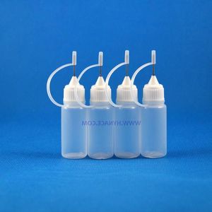 100 Pz 10 ML Flacone contagocce in plastica LDPE di alta qualità con tappo a punta in metallo per e-cig Vapor Flaconi comprimibili da laboratorio Ibtfc