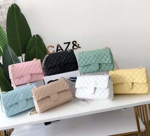 5A Designer Bolsa De Ombro Clássico Xadrez Flap Bolsa De Couro Macio Corrente De Ouro Letra Dupla Cor Sólida Fivela Quadrada Stripe Lady Crossbody Bag Mulher Bolsas Bonitos