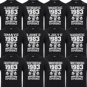 T-shirts pour hommes J'ai 18 ans avec 22 ans d'expérience en 1983 nov septembre oct déc jan fév mars avril mai juin juillet août 40e naissance