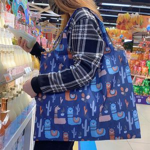 Sacolas de compras reutilizáveis, dobráveis, de alta qualidade, tamanho grande, bolsa ecológica, camiseta à prova d'água, bolsas para lojistas