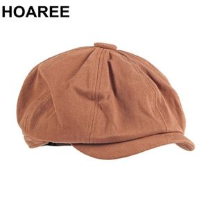 Hoaree Newsboy Cap Flat Cap Hat Men for Summer Spring Solid Cotton Mens Beret Hat Women Octagonal Hatヴィンテージ8パネル帽子