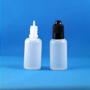 100セット/ロット30ml PEプラスチックドロッパーボトルの改ざんの改ざん児童ダブルプルーフキャップ長い薄い針のヒント