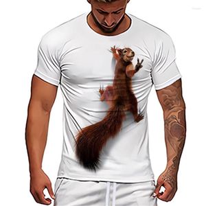 Herr t-skjortor ekorre mönster 3d herrar t-shirts kort ärm sommar streetwear överdimensionerade toppar djur tryck lös casual tee stor storlek